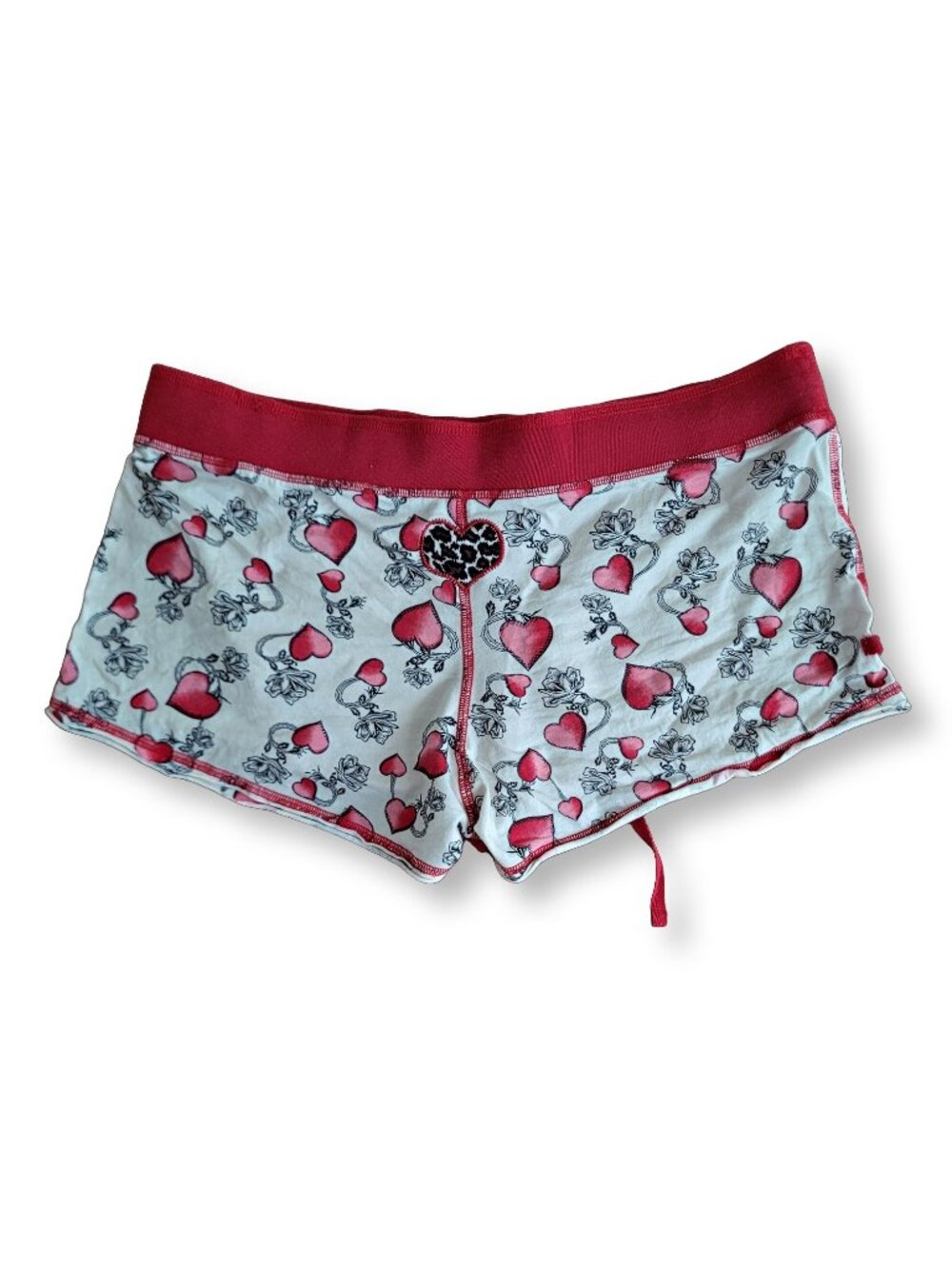 P.J. Salvage Heart Animal Print Pajama Sleep Lounge Shorts With Charm (XL)